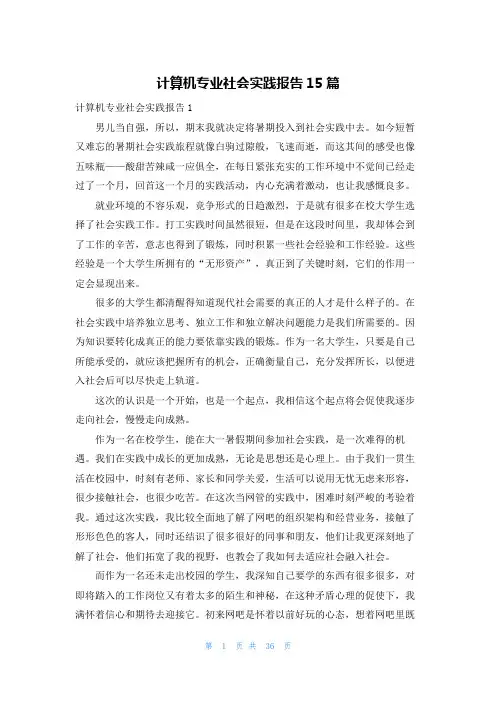 计算机专业社会实践报告15篇