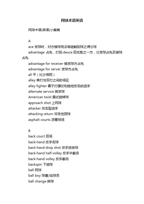 网球术语英语