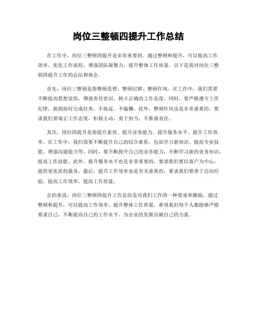 岗位三整顿四提升工作总结