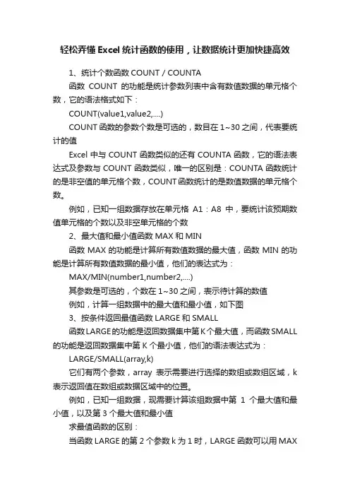轻松弄懂Excel统计函数的使用，让数据统计更加快捷高效
