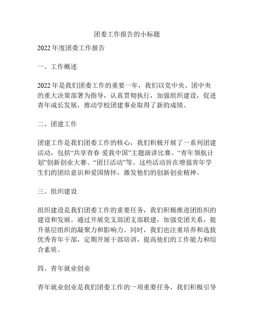 团委工作报告的小标题