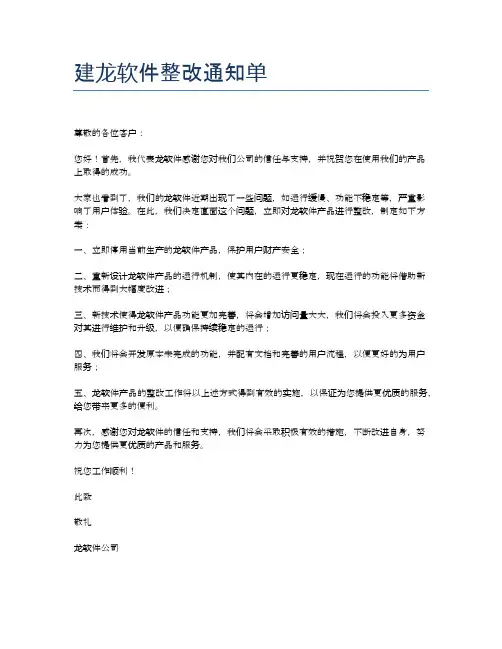 建龙软件整改通知单