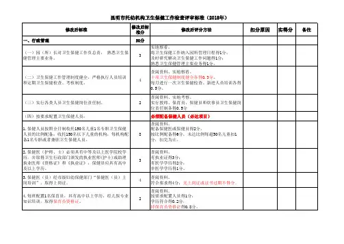 幼儿园卫生保健合格证评审标准2018