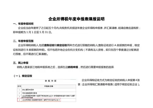企业所得税年报表填报说明【范本模板】