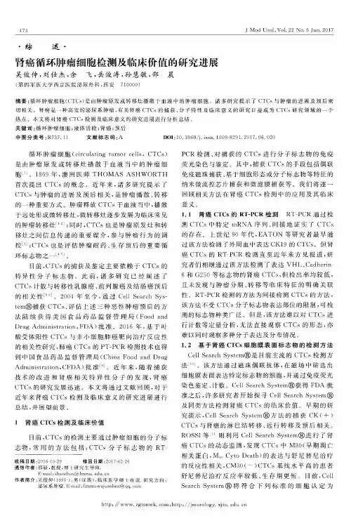 肾癌循环肿瘤细胞检测及临床价值的研究进展