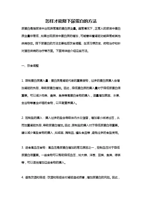 怎样才能降下尿蛋白的方法