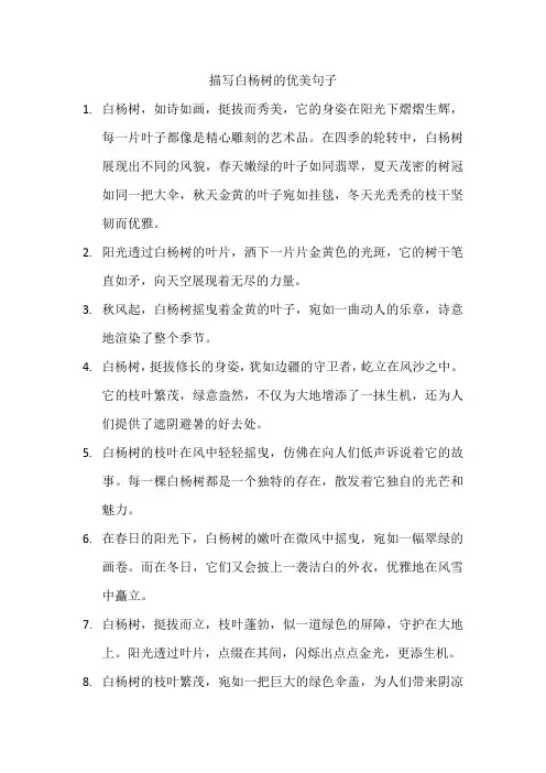 描写白杨树的优美句子