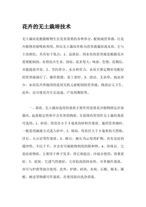 花卉的无土栽培技术