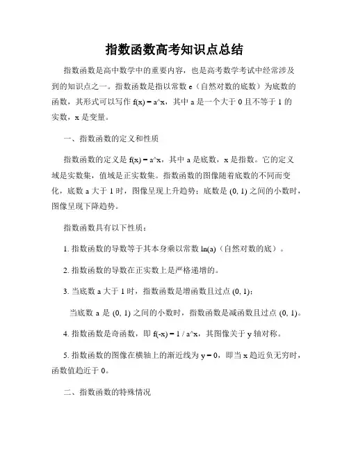 指数函数高考知识点总结
