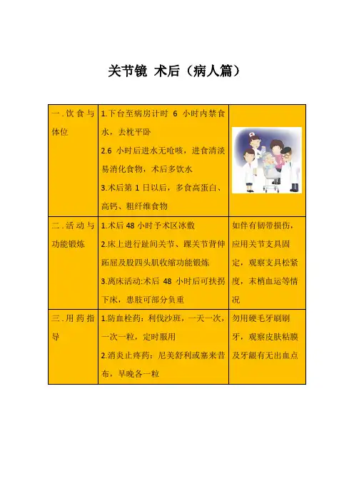 关节镜术后(病人篇)