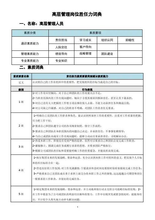 高层管理者胜任力词典