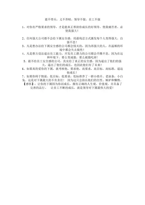 慈不带兵,义不养财,领导不狠,员工不强