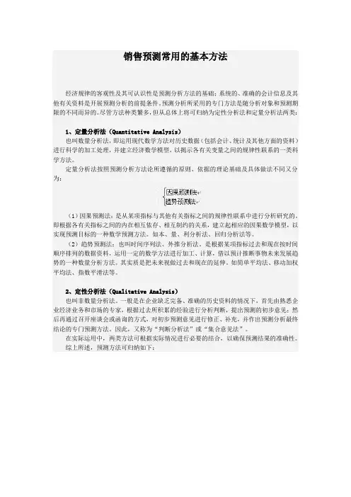 销售预测常用的基本方法