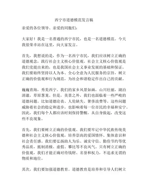 西宁市道德模范发言稿