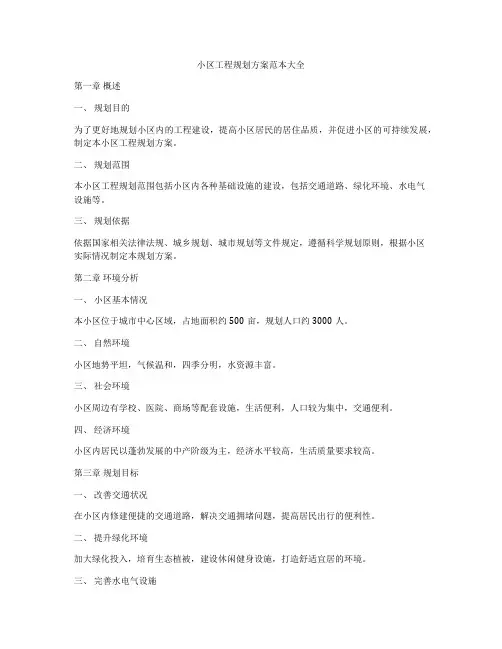 小区工程规划方案范本大全