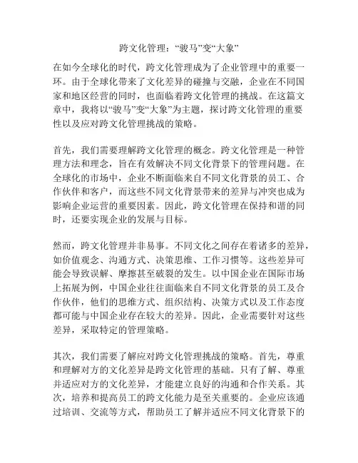 跨文化管理：“骏马”变“大象”
