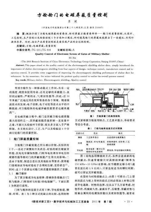 方舱舱门的电磁屏蔽质量控制
