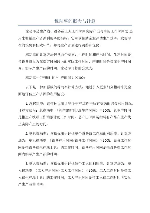 稼动率的概念与计算