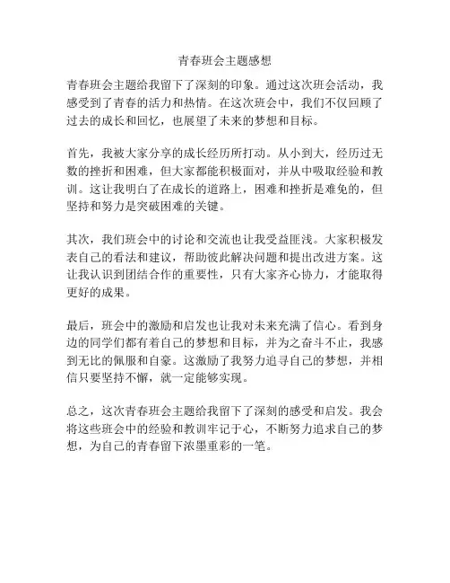 青春班会主题感想