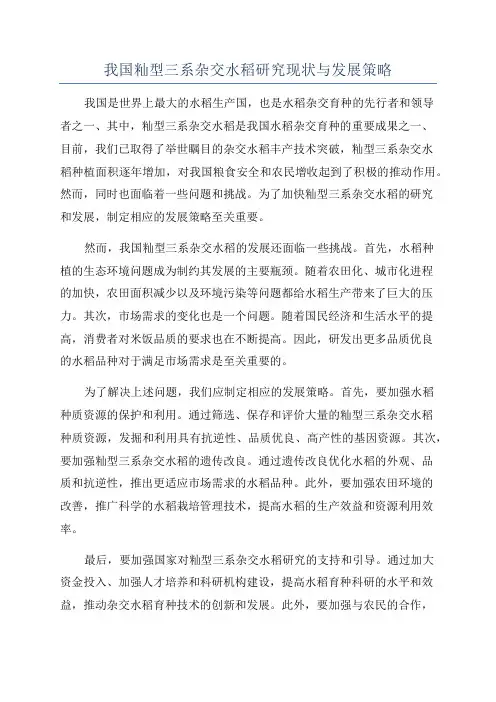 我国籼型三系杂交水稻研究现状与发展策略