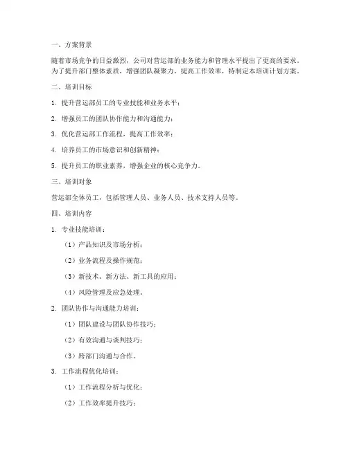 营运部培训计划方案模板
