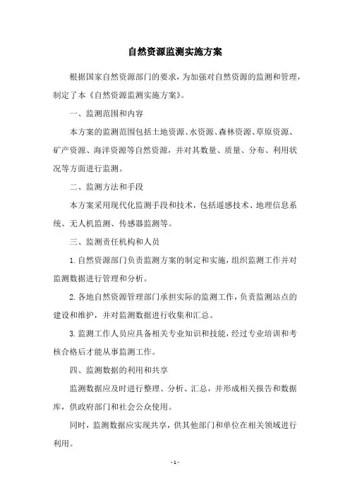 自然资源监测实施方案