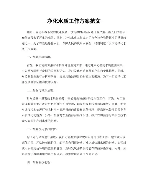 净化水质工作方案范文