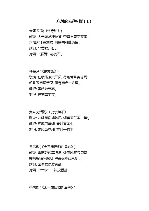 方剂歌诀趣味版（1）