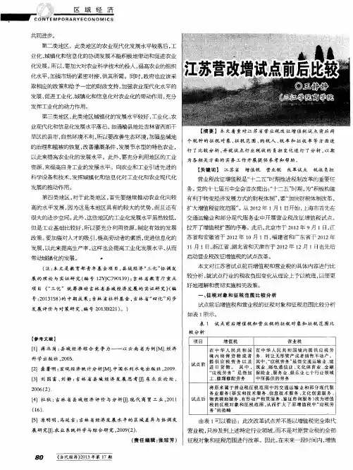 江苏营改增试点前后比较及税收负担变化分析