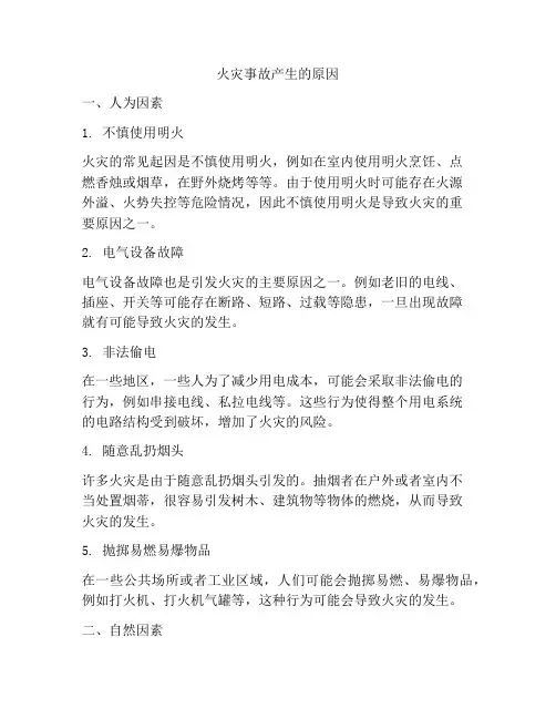 火灾事故产生的原因