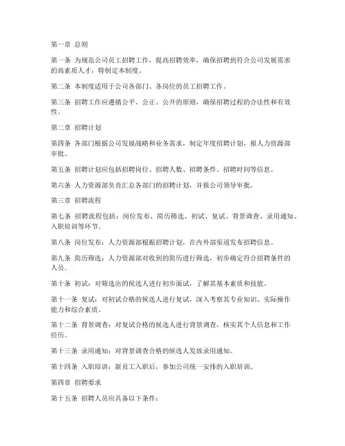 公司员工招聘管理制度