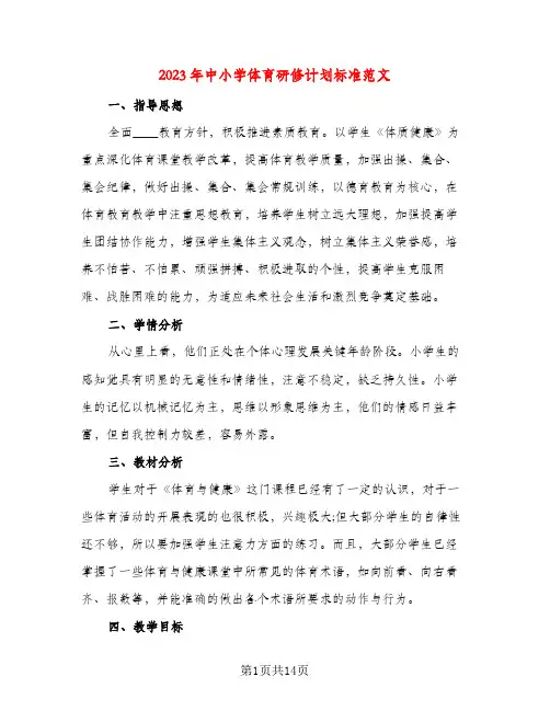 2023年中小学体育研修计划标准范文(五篇)