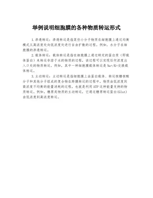 举例说明细胞膜的各种物质转运形式