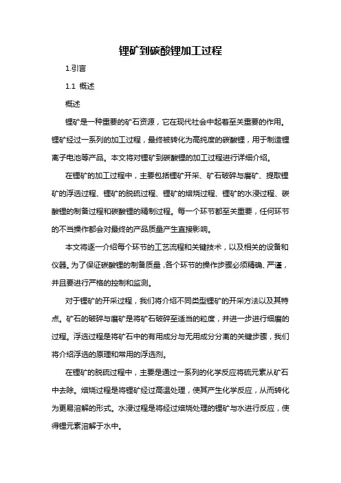锂矿到碳酸锂加工过程