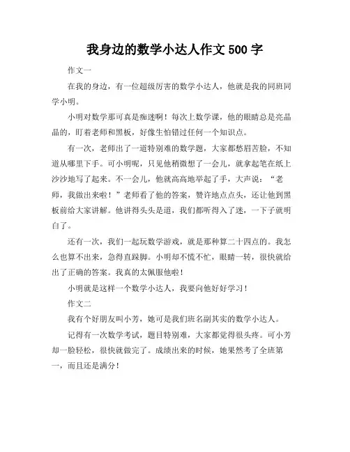 我身边的数学小达人作文500字