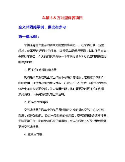 车辆6.5万公里保养项目