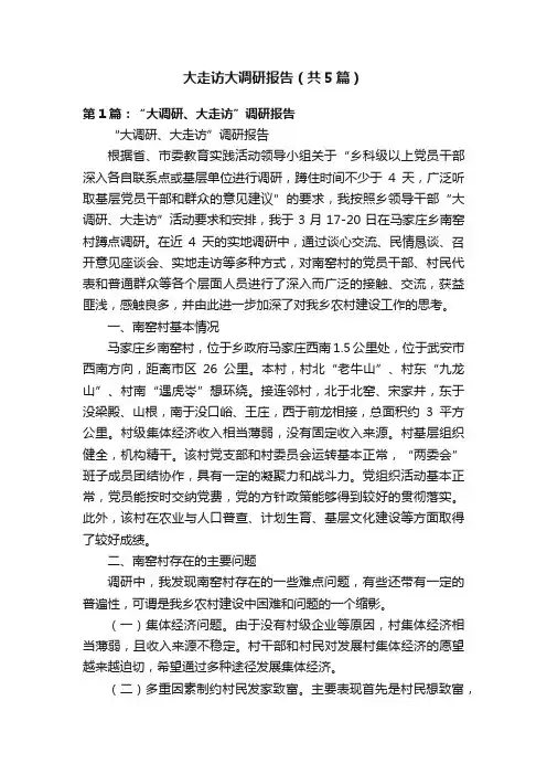 大走访大调研报告（共5篇）