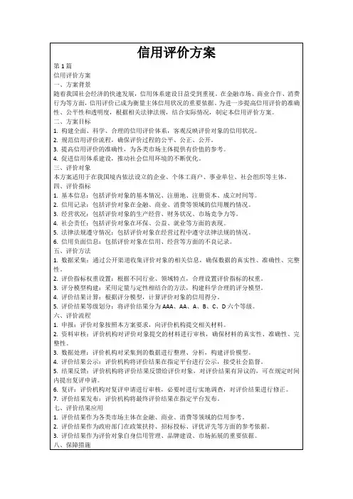 信用评价方案