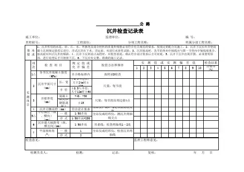 沉井检查记录表