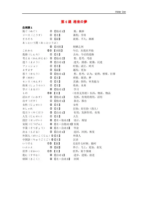 新大学日语标准教程(基础篇2)4-6课_单词