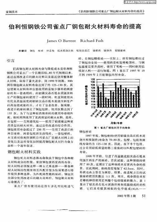 伯利恒钢铁公司雀点厂钢包耐火材料寿命的提高