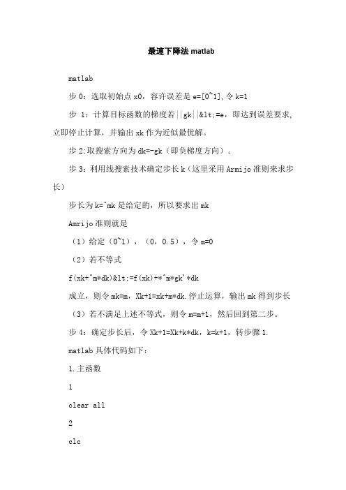 最速下降法matlab
