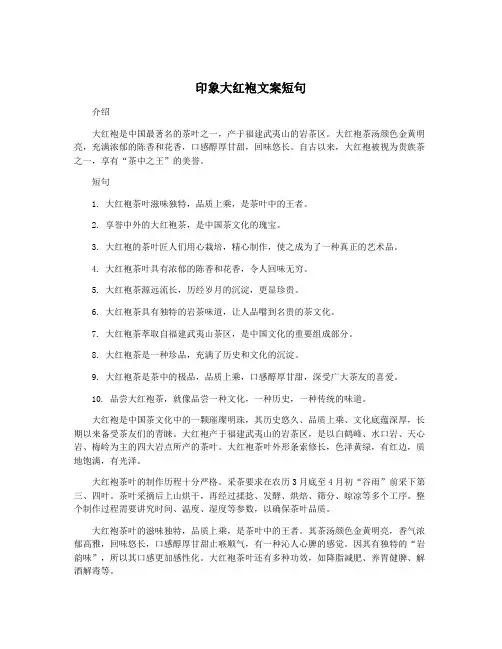 印象大红袍文案短句