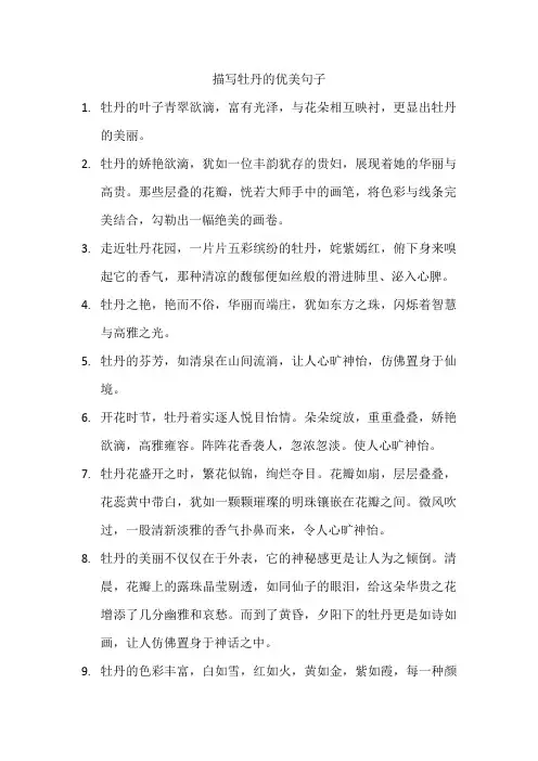 描写牡丹的优美句子