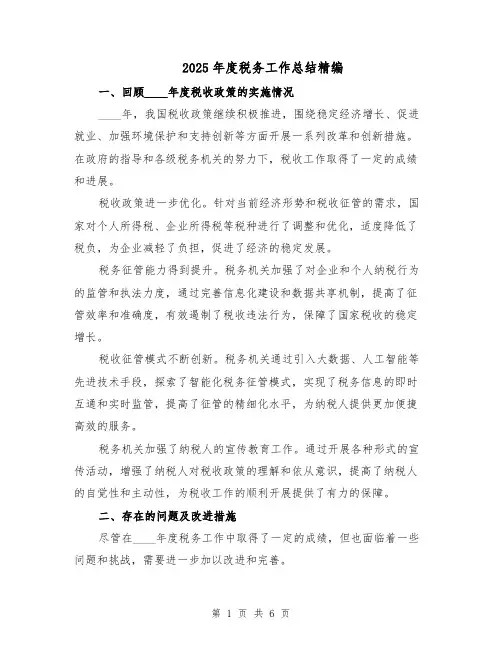 2025年度税务工作总结精编（二篇）