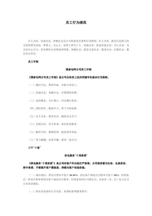 电力公司员工规范