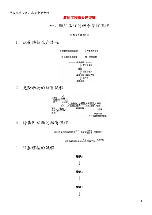 2019-2020学年高中生物胚胎工程微专题突破学案