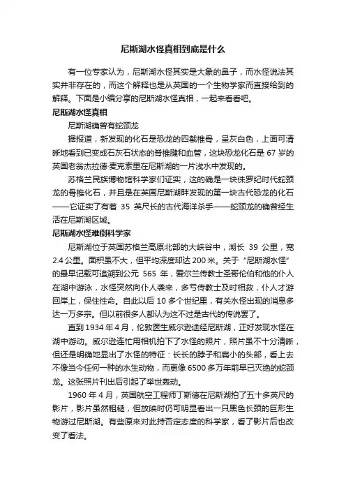 尼斯湖水怪真相到底是什么
