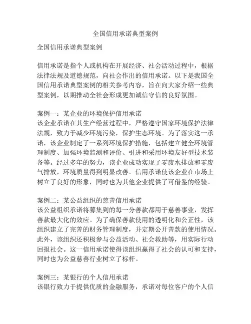 全国信用承诺典型案例
