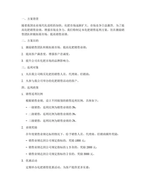 化肥销售返利方案